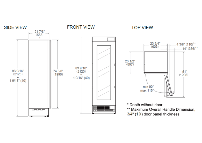 60 cm Slot-in Wine Column Panel Ready